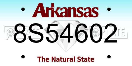 8S54602 Arkansas License Plate