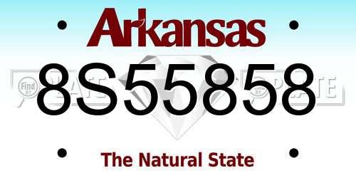 8S55858 Arkansas License Plate
