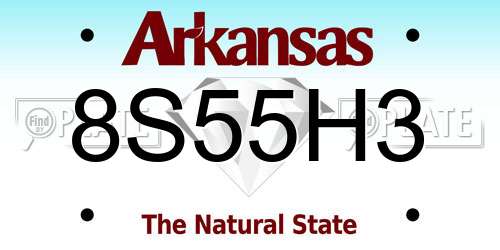 8S55H3 Arkansas License Plate