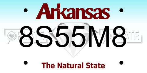 8S55M8 Arkansas License Plate