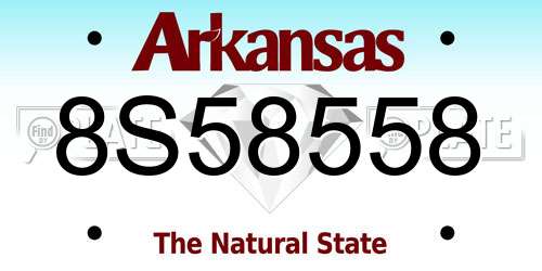 8S58558 Arkansas License Plate