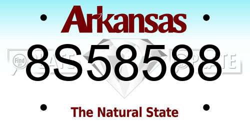 8S58588 Arkansas License Plate