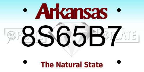 8S65B7 Arkansas License Plate