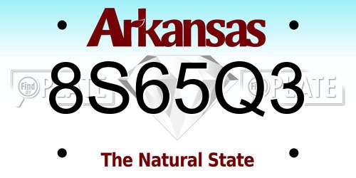 8S65Q3 Arkansas License Plate