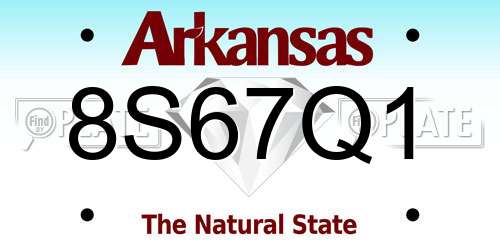 8S67Q1 Arkansas License Plate