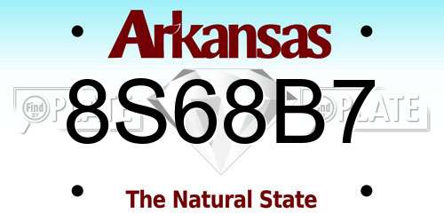 8S68B7 Arkansas License Plate