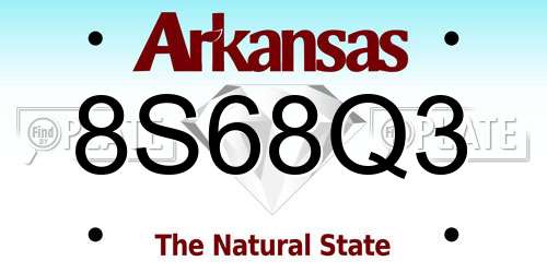 8S68Q3 Arkansas License Plate