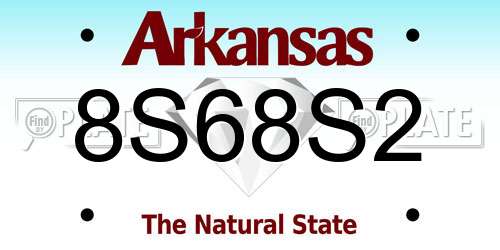 8S68S2 Arkansas License Plate