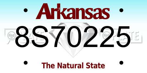 8S70225 Arkansas License Plate