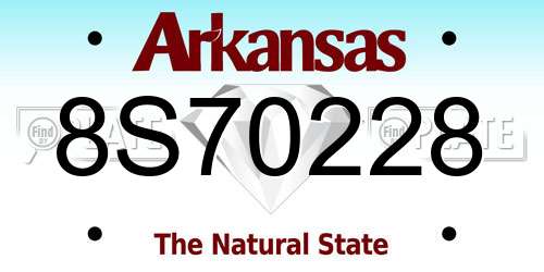 8S70228 Arkansas License Plate