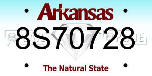 8S70728 Arkansas License Plate
