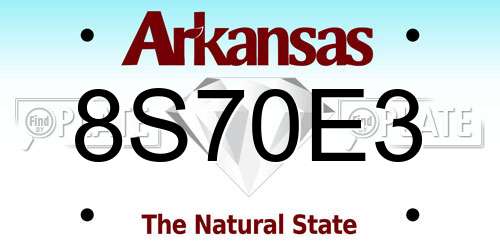 8S70E3 Arkansas License Plate