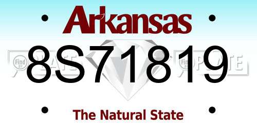 8S71819 Arkansas License Plate