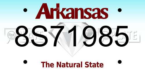 8S71985 Arkansas License Plate
