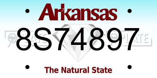 8S74897 Arkansas License Plate