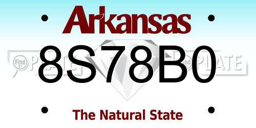 8S78B0 Arkansas License Plate