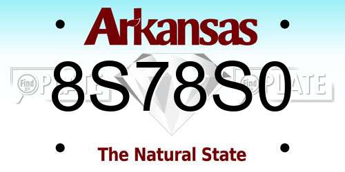 8S78S0 Arkansas License Plate