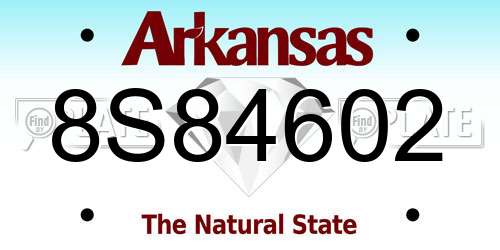 8S84602 Arkansas License Plate