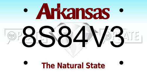 8S84V3 Arkansas License Plate
