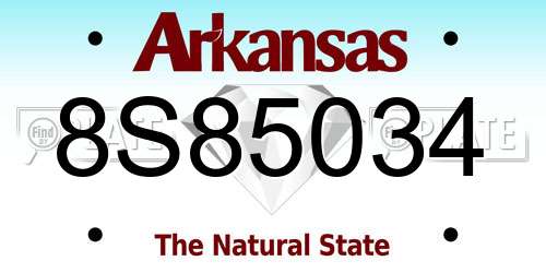 8S85034 Arkansas License Plate