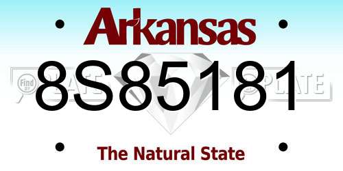 8S85181 Arkansas License Plate