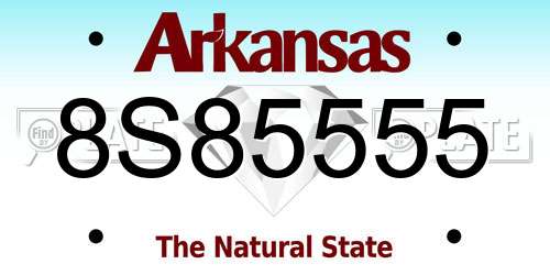 8S85555 Arkansas License Plate