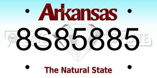 8S85885 Arkansas License Plate