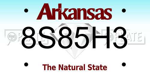 8S85H3 Arkansas License Plate