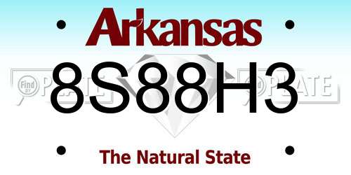 8S88H3 Arkansas License Plate