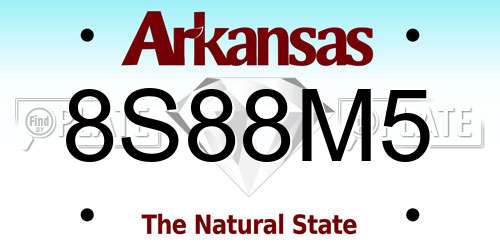 8S88M5 Arkansas License Plate