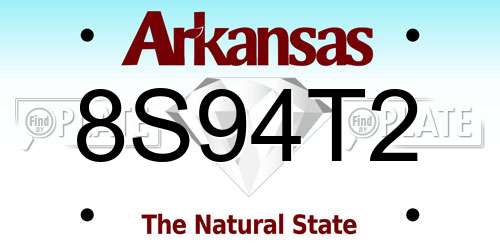 8S94T2 Arkansas License Plate