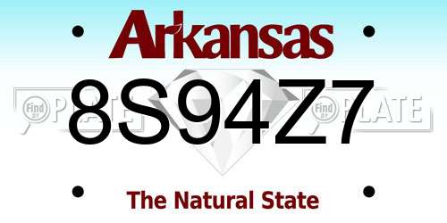 8S94Z7 Arkansas License Plate