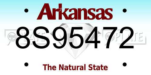 8S95472 Arkansas License Plate
