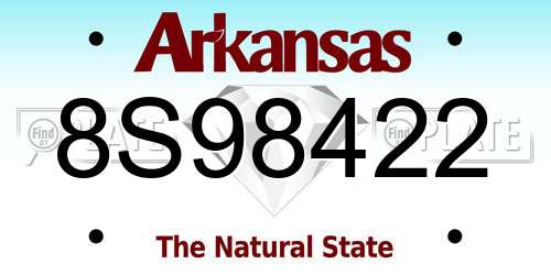 8S98422 Arkansas License Plate