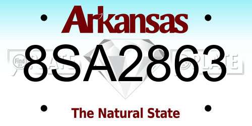 8SA2863 Arkansas License Plate