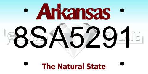 8SA5291 Arkansas License Plate