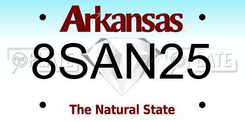 8SAN25 Arkansas License Plate