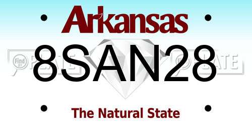 8SAN28 Arkansas License Plate