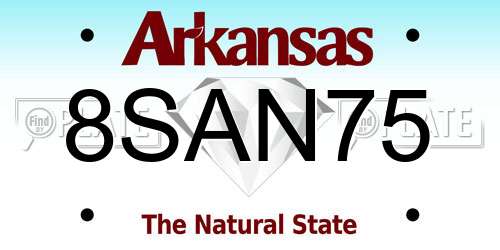 8SAN75 Arkansas License Plate