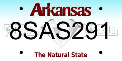 8SAS291 Arkansas License Plate