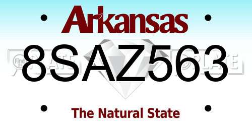 8SAZ563 Arkansas License Plate