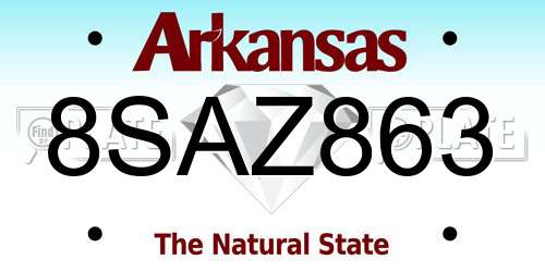 8SAZ863 Arkansas License Plate