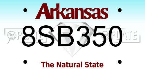 8SB350 Arkansas License Plate