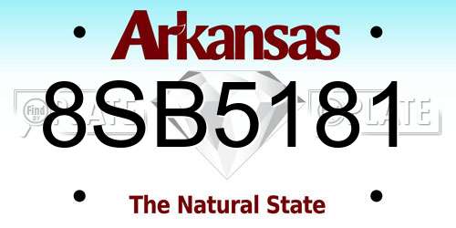 8SB5181 Arkansas License Plate