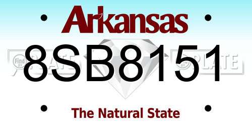 8SB8151 Arkansas License Plate