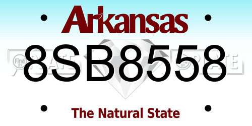 8SB8558 Arkansas License Plate