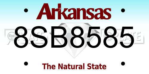 8SB8585 Arkansas License Plate
