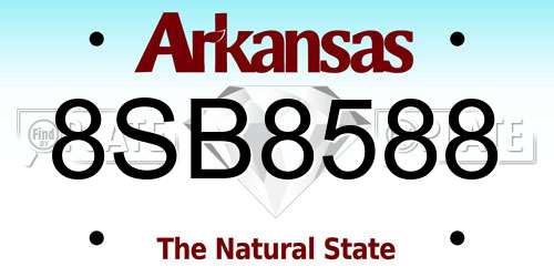8SB8588 Arkansas License Plate