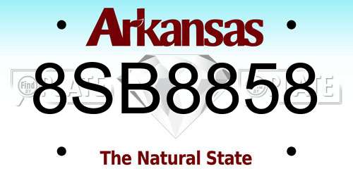 8SB8858 Arkansas License Plate