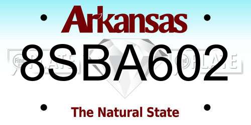 8SBA602 Arkansas License Plate